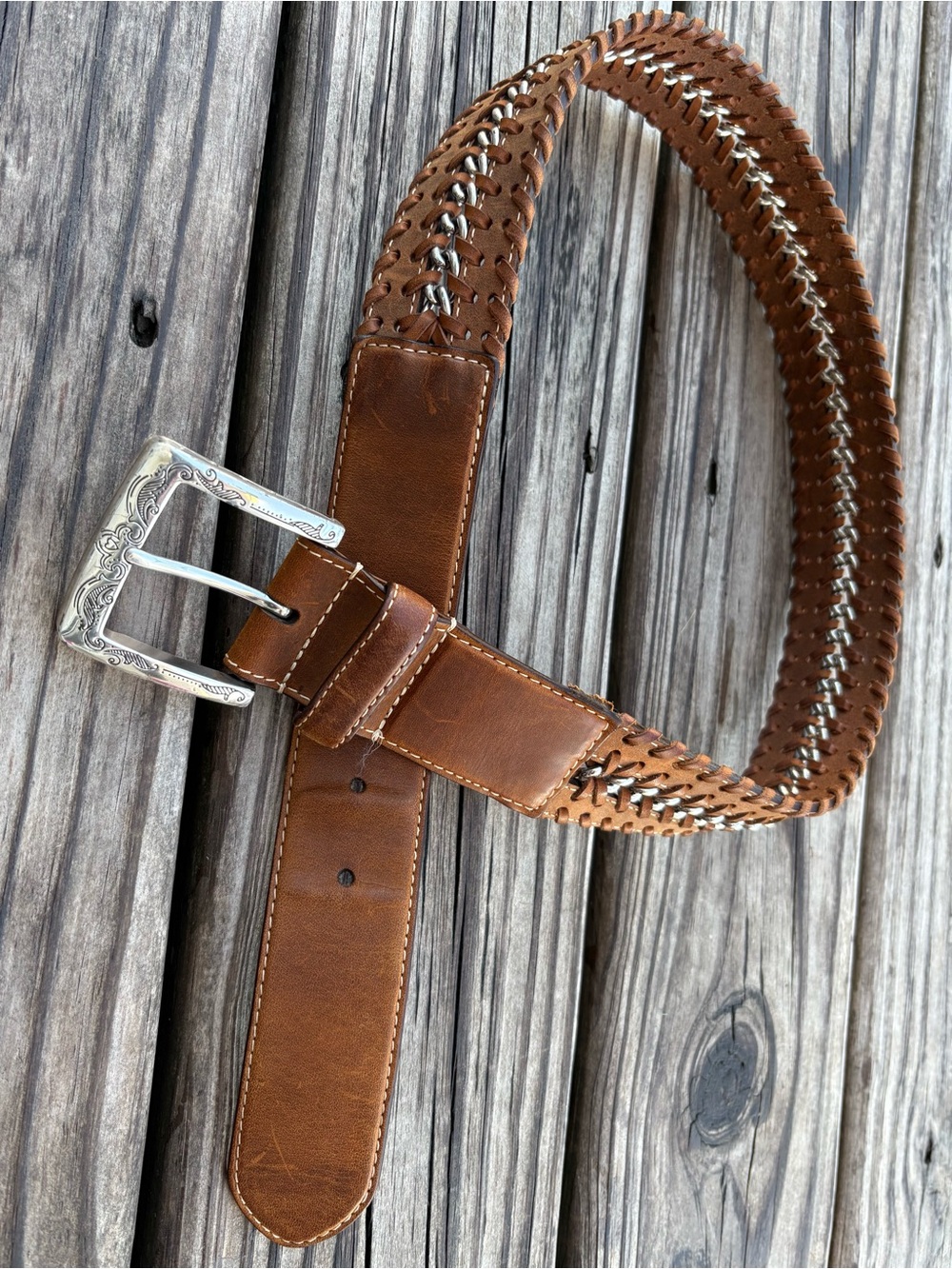 Brighton Leather Woven Belt